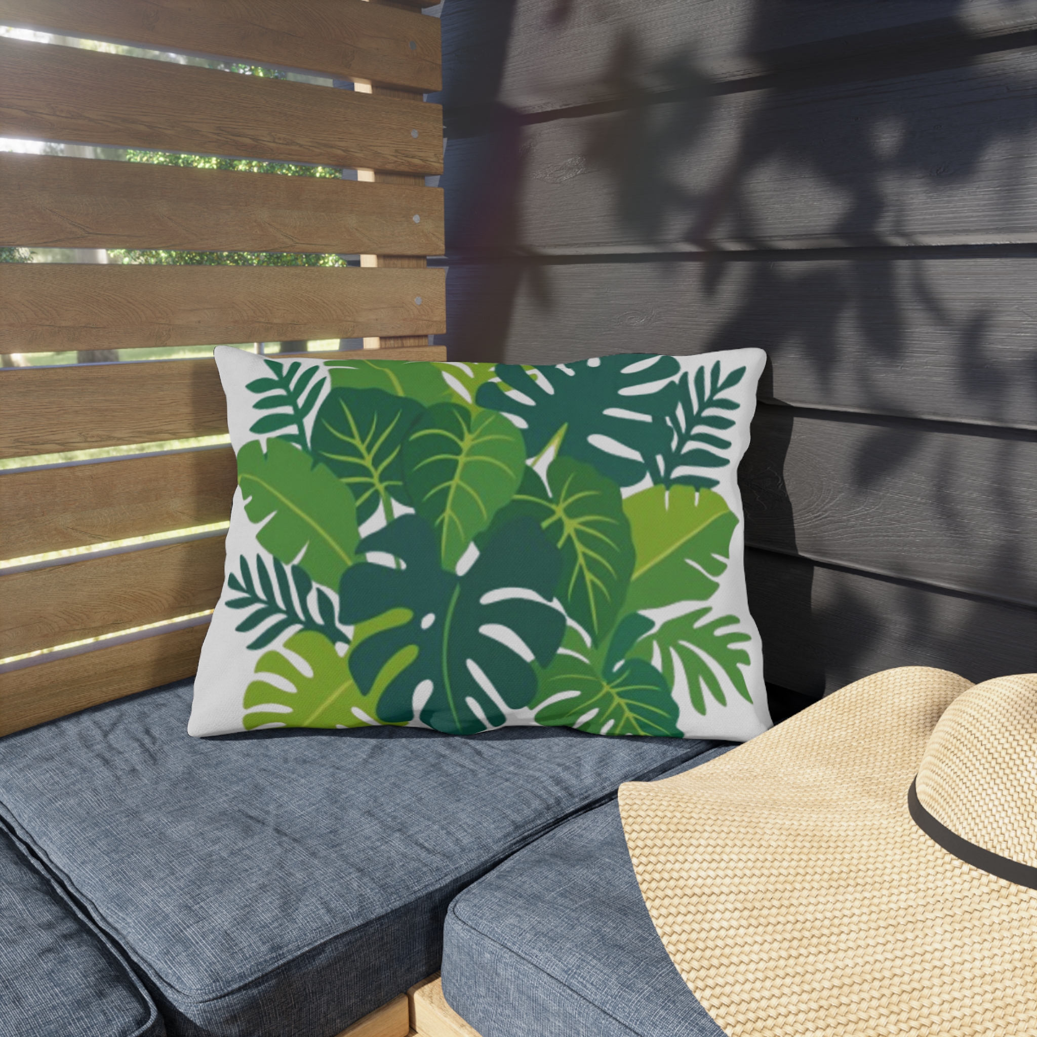 Tropical Monstera Leaf Outdoor Pillow - Image 7