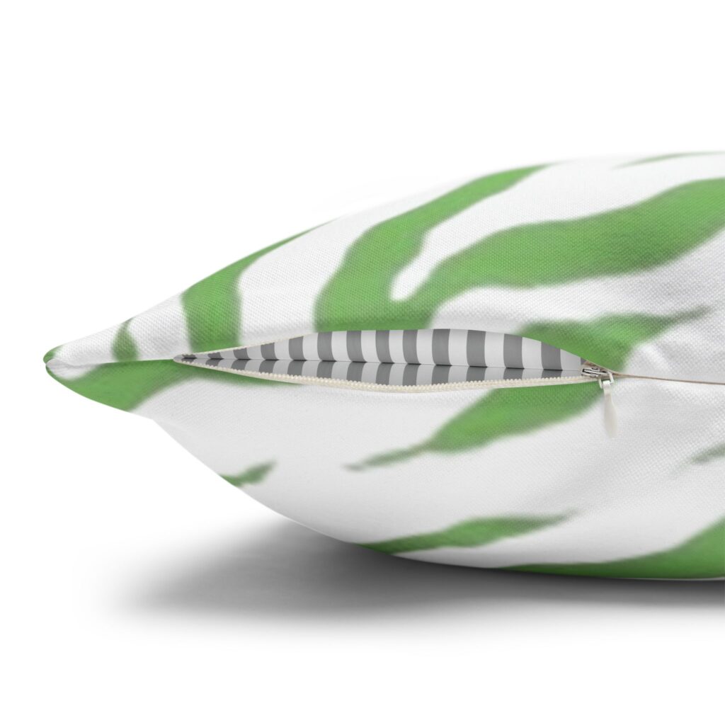 Green Zebra Print Square Pillowcase