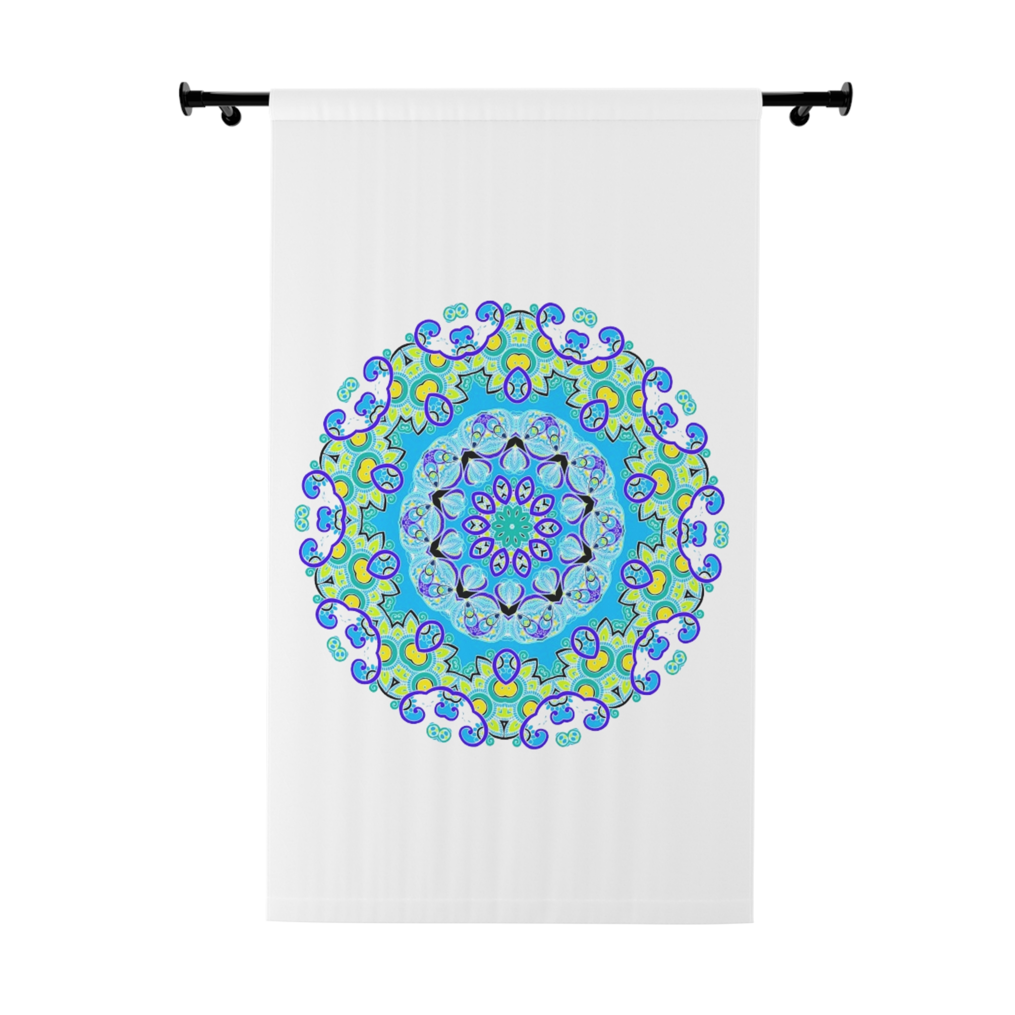 Mandala Window Curtain — Blue Green Boho Decorative Panel - Image 2